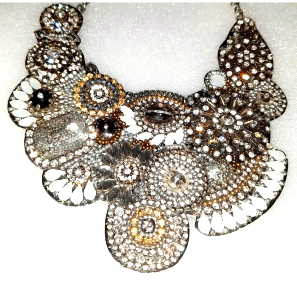 Chicos Sequined Bib Statement Necklace - image 1